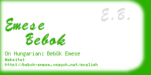 emese bebok business card
