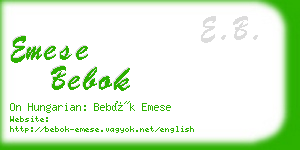 emese bebok business card